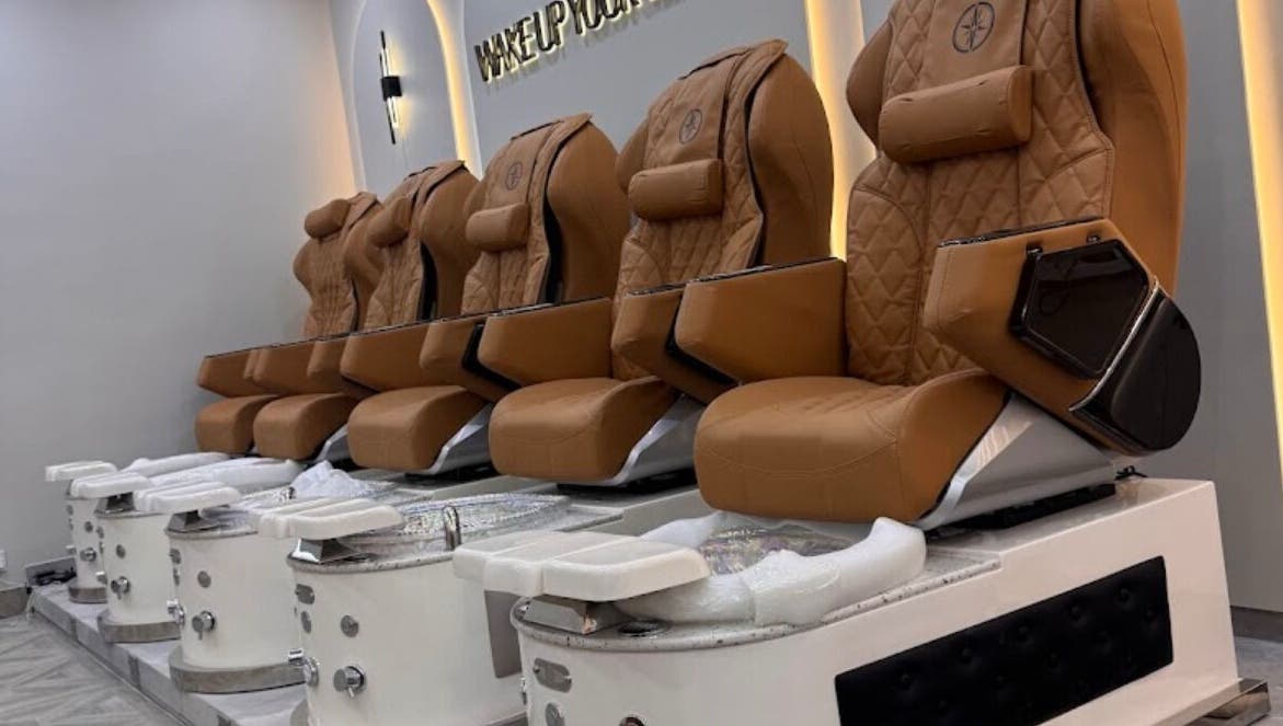 Elegant pedicure chairs at ES Nails - West Hampstead, London, England, GB create a luxurious experience.