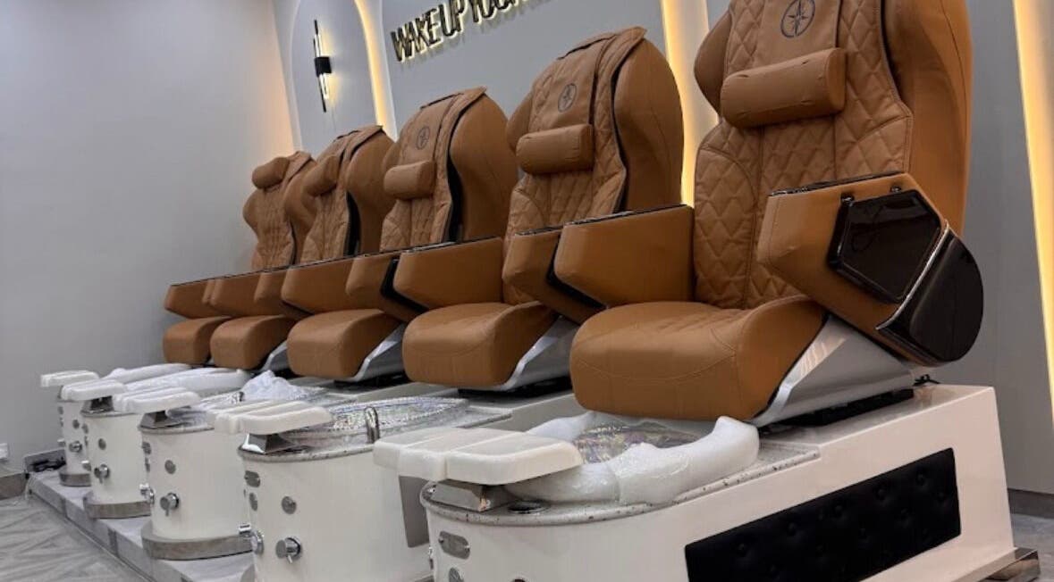 Elegant pedicure chairs at ES Nails - West Hampstead, London, England, GB create a luxurious experience.