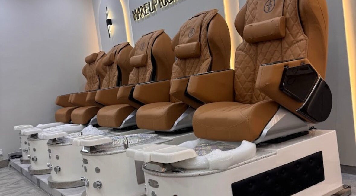 Elegant pedicure chairs at ES Nails - West Hampstead, London, England, GB create a luxurious experience.