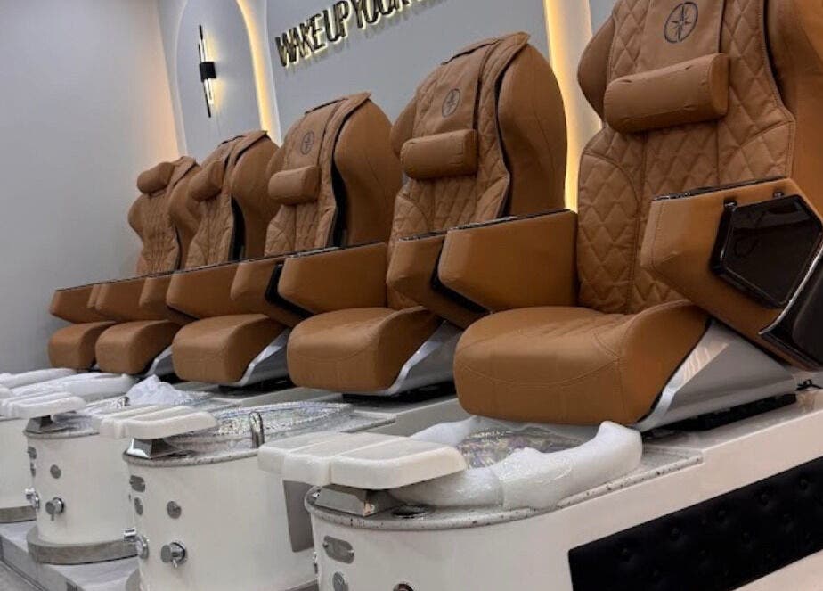 Luxurious pedicure chairs at ES Nails - West Hampstead, London, England, GB offering premium comfort.