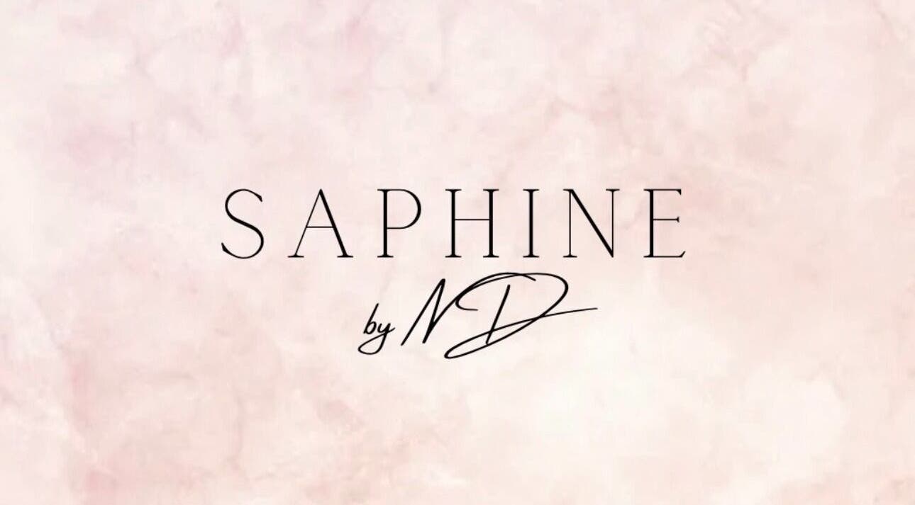 Saphinebynd logo on a soft pink background, representing a wellness venue in London, England, GB.