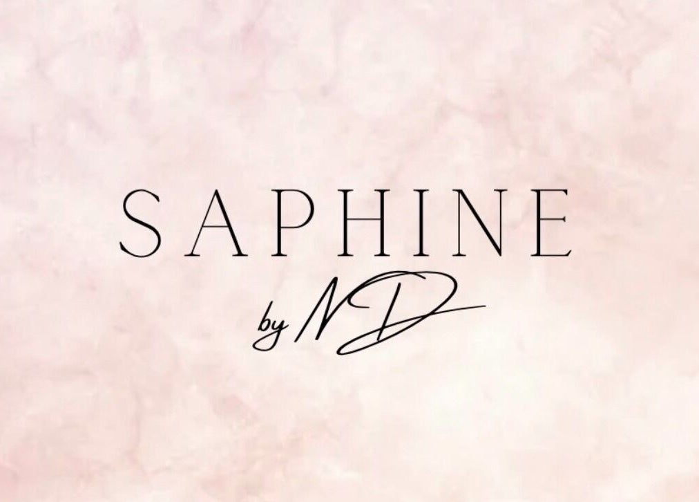 Saphinebynd logo on a soft pink background, located in London, England, GB.