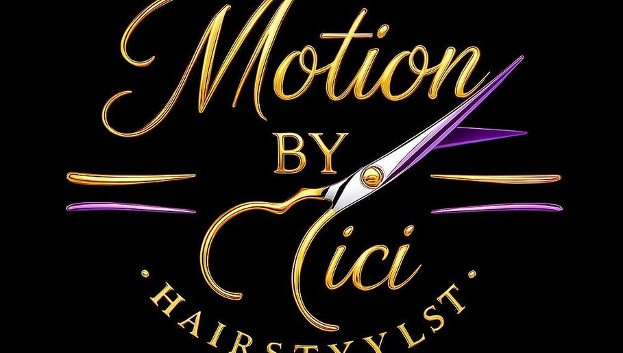 Logo of Motion by Cici featuring stylish scissors in Winter Haven, Florida, US.