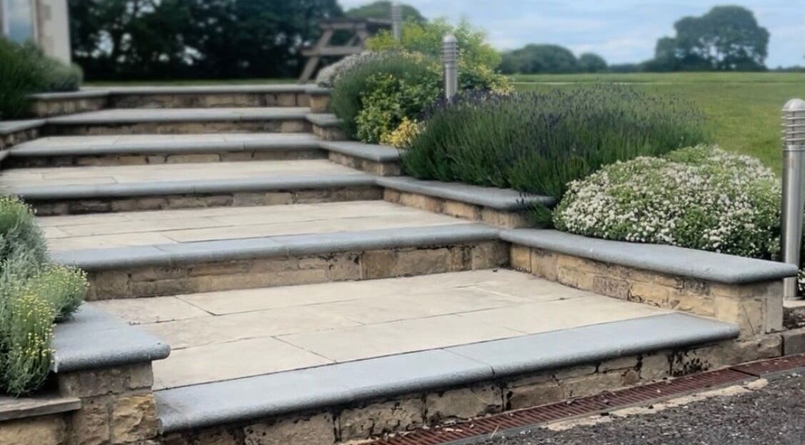 Elegant stone steps leading to Lindsey Graham Physio & Holistics in Chester-le-Street, England, GB.
