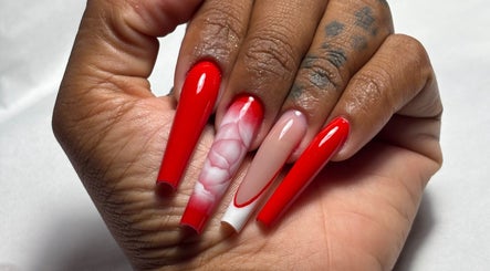 Bold red and marble nail design by By_hello in Gros-morne, La Trinité, MQ.