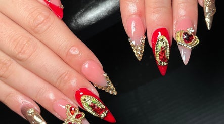 Elegant nail art with gold embellishments at Refined Beauty Studio, Dublin, County Dublin, IE.