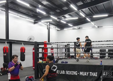The Lab Boxing & Muay Thai gym at Pioneer Center in Pasig, Metro Manila, PH featuring a modern training ring.