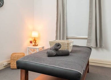 Serene massage room at Port Melbourne Thai Massage by Saijai, Melbourne, Victoria, AU, with cozy decor.