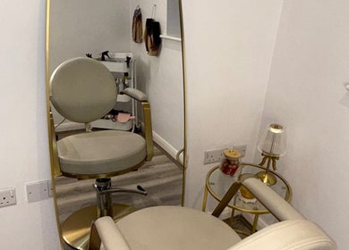 Elegant beauty chair and mirror at The Dolls Lounge, Leeds, England, GB.