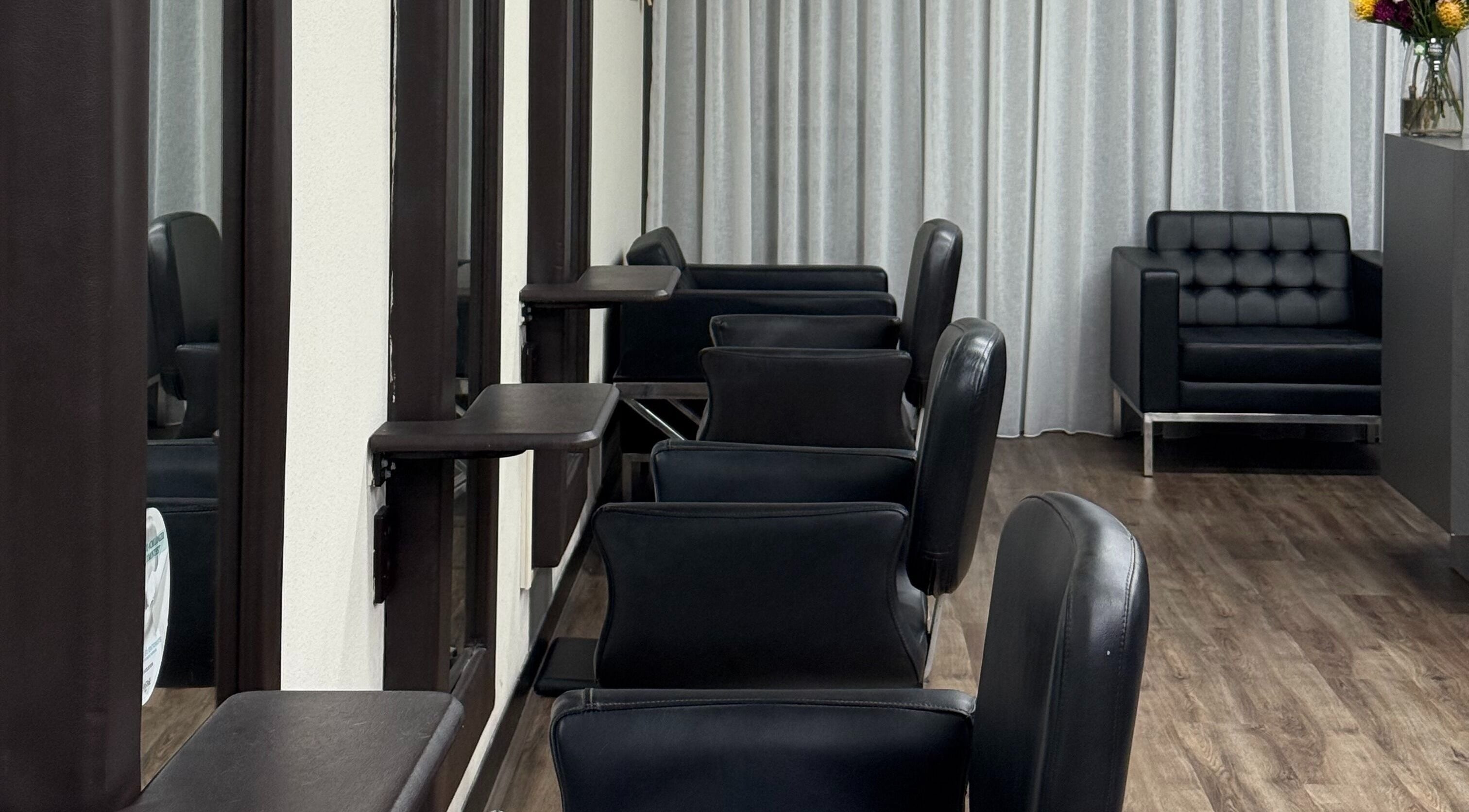 Elegant salon chairs at Hair Narrative at RAVEN, located in Bicton, Western Australia, AU.