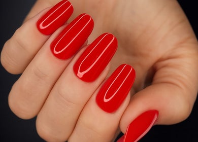 Vibrant red nails at NAILS STUDIO BY JUSTE ZUTAUTIENE, Vestby, Akershus, NO, showcasing perfect manicure.