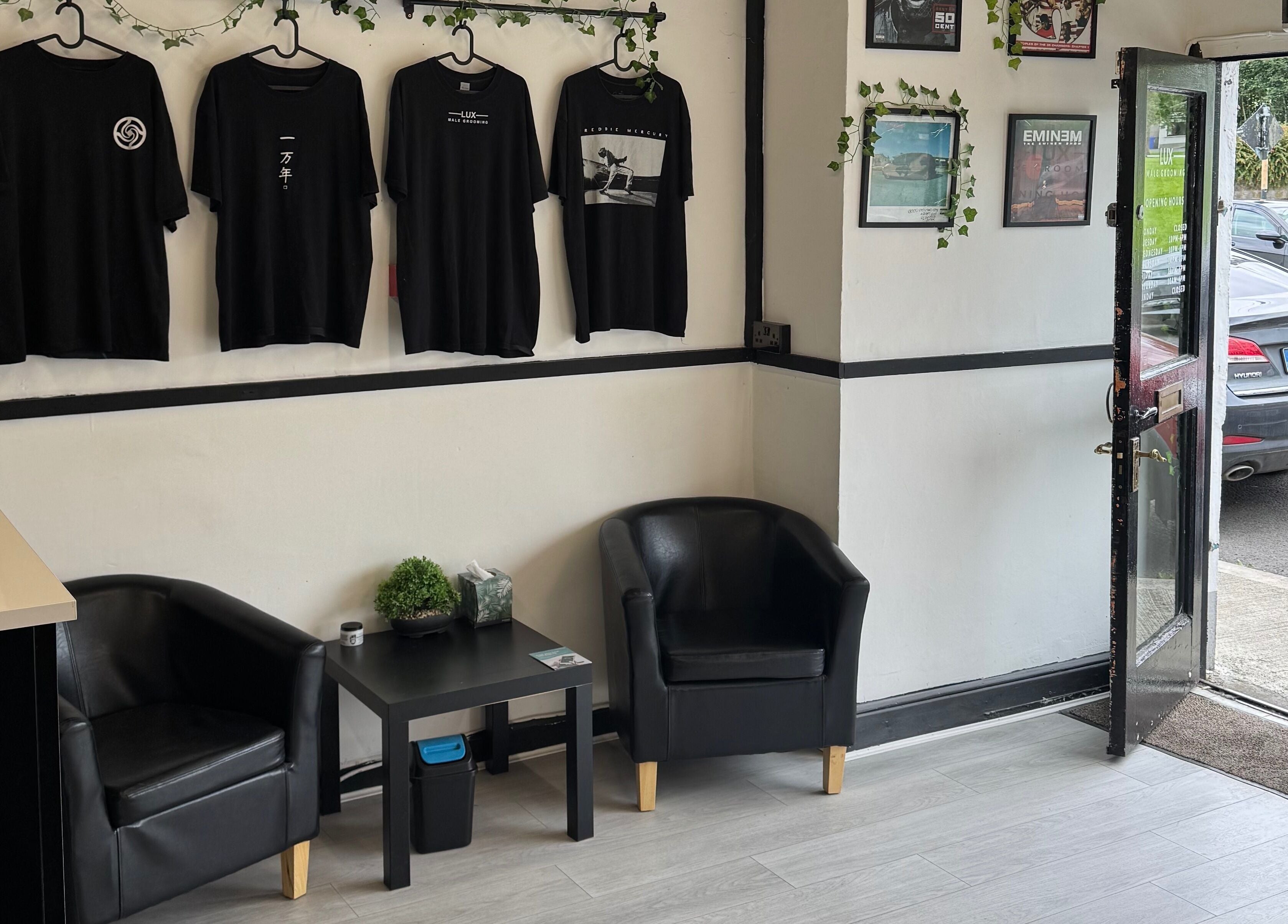 LuxMaleGrooming entrance with stylish decor in Kildare, County Kildare, IE.