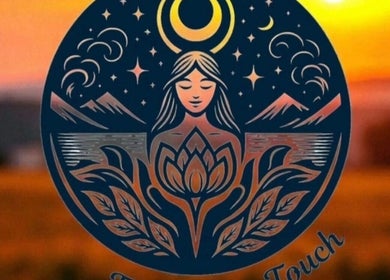 Intricate emblem featuring serene woman, crescent moon, and lotus at Tranquility Touch, Hamilton, Scotland, GB.