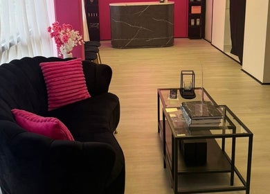 Elegant lounge area at Skin Transformation Studio (Inside MiBella Beauty), Northbridge, Western Australia, AU.