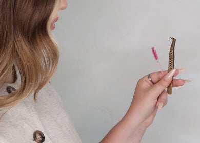 Close-up of beauty tools at Studio S By Sienna in Stoke-on-Trent, England, GB, highlighting lash care.