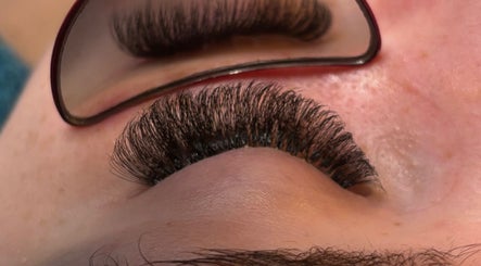 Close-up of voluminous eyelash extensions at Lashedbymoniqueamelia in Hucknall, England, GB.