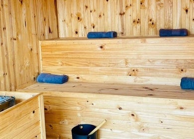Relaxing wooden sauna at Vygenhoek Spa & Farmhouse, Dullstroom, Mpumalanga, ZA, offers ultimate serenity.
