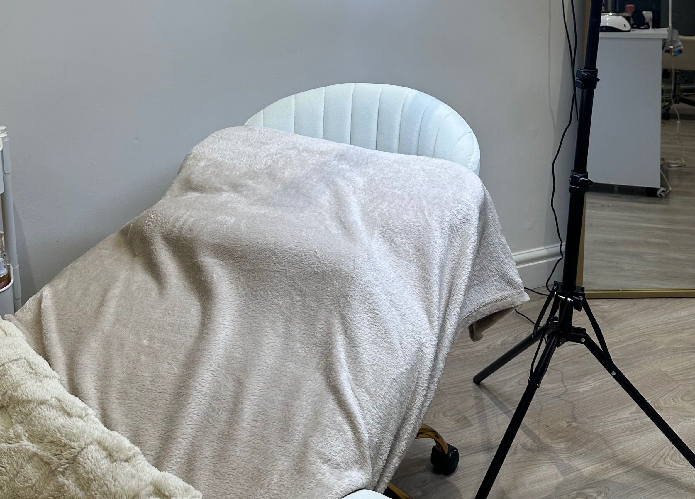 Comfortable treatment chair at BareBeauty.ByKels, Cradley Heath, England, GB, ready for a relaxing session.