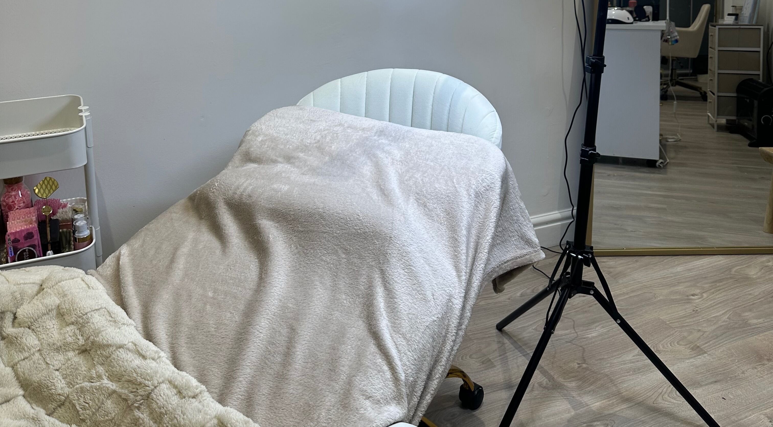 Comfortable treatment chair at BareBeauty.ByKels, Cradley Heath, England, GB, ready for a relaxing session.