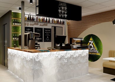 Stylish coffee bar at 3rd Generation London, Timișoara, Județul Timiș, RO with modern design.