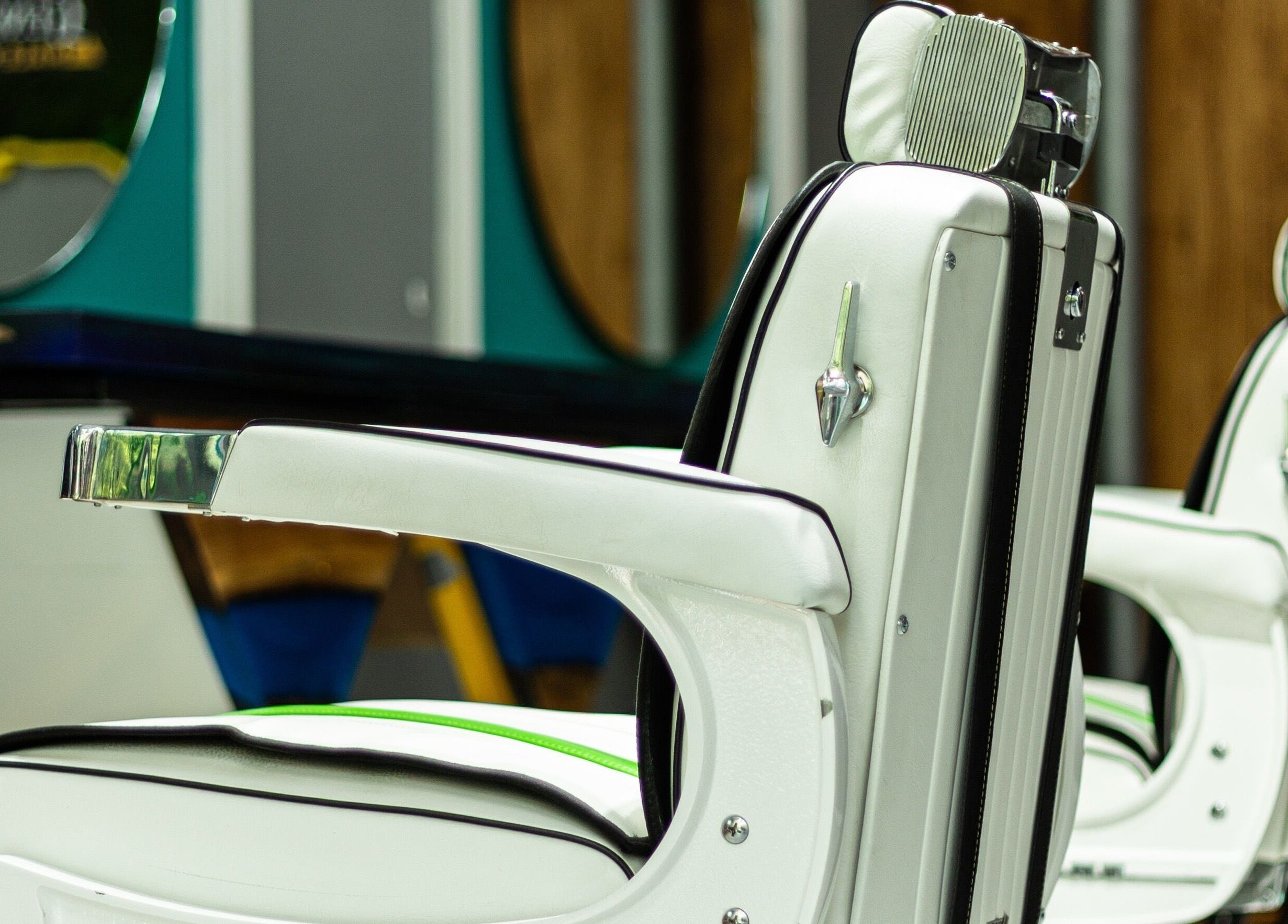 Elegant barber chairs at 3rd Generation London, Timișoara, Județul Timiș, RO, offering premium grooming.