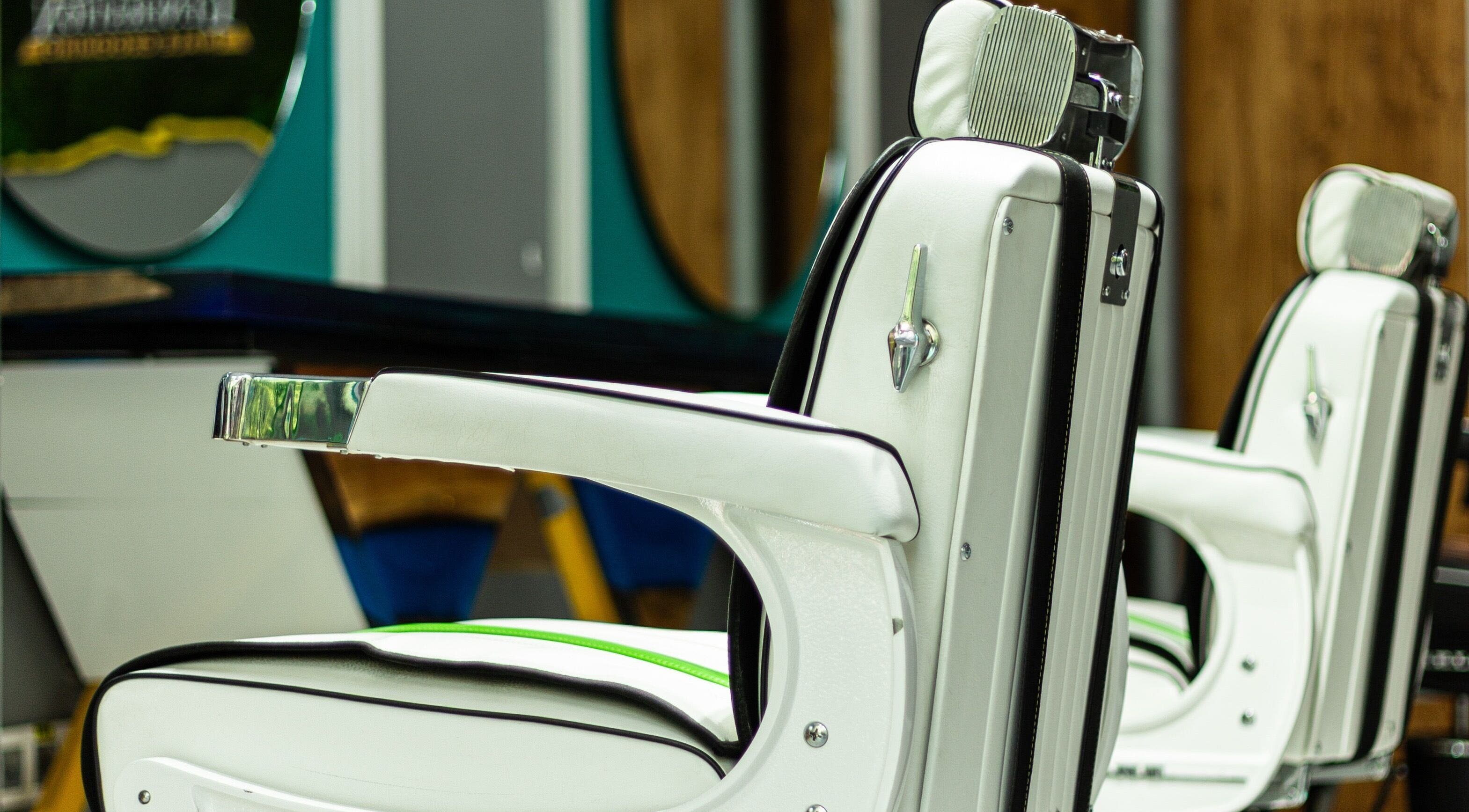 Elegant barber chairs at 3rd Generation London, Timișoara, Județul Timiș, RO, offering premium grooming.