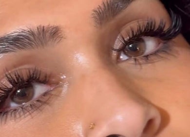 Close-up of styled lashes at Nicole’s Dolls House in London, England, GB.