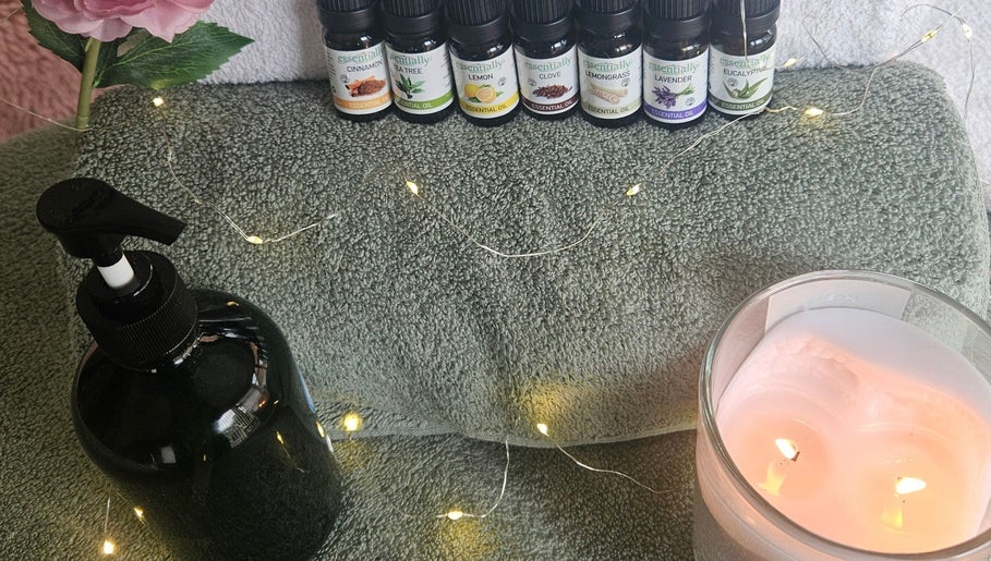 Aromatherapy setup at Karen Sykes Health & Wellness Coach, Carrickfergus, Northern Ireland, GB.