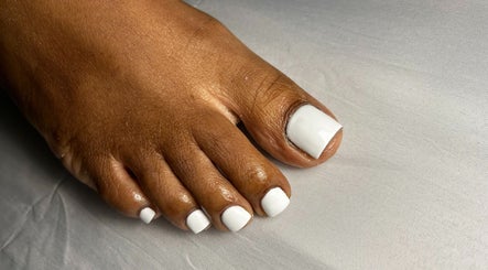 Closeup of a polished toenail at JNE Beauty, Rotterdam, Zuid-Holland, NL.