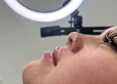 Detailed view of lash extensions at Eilise Jane Aesthetics, Southampton, England, GB under professional lighting.