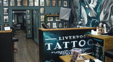Liverpool Tattoos Orrell Park interior showcases artistic designs in Liverpool, England, GB.