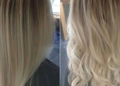 Before and after hair transformation at Natalia’s Hairistry, Frampton Cotterell, England, GB.