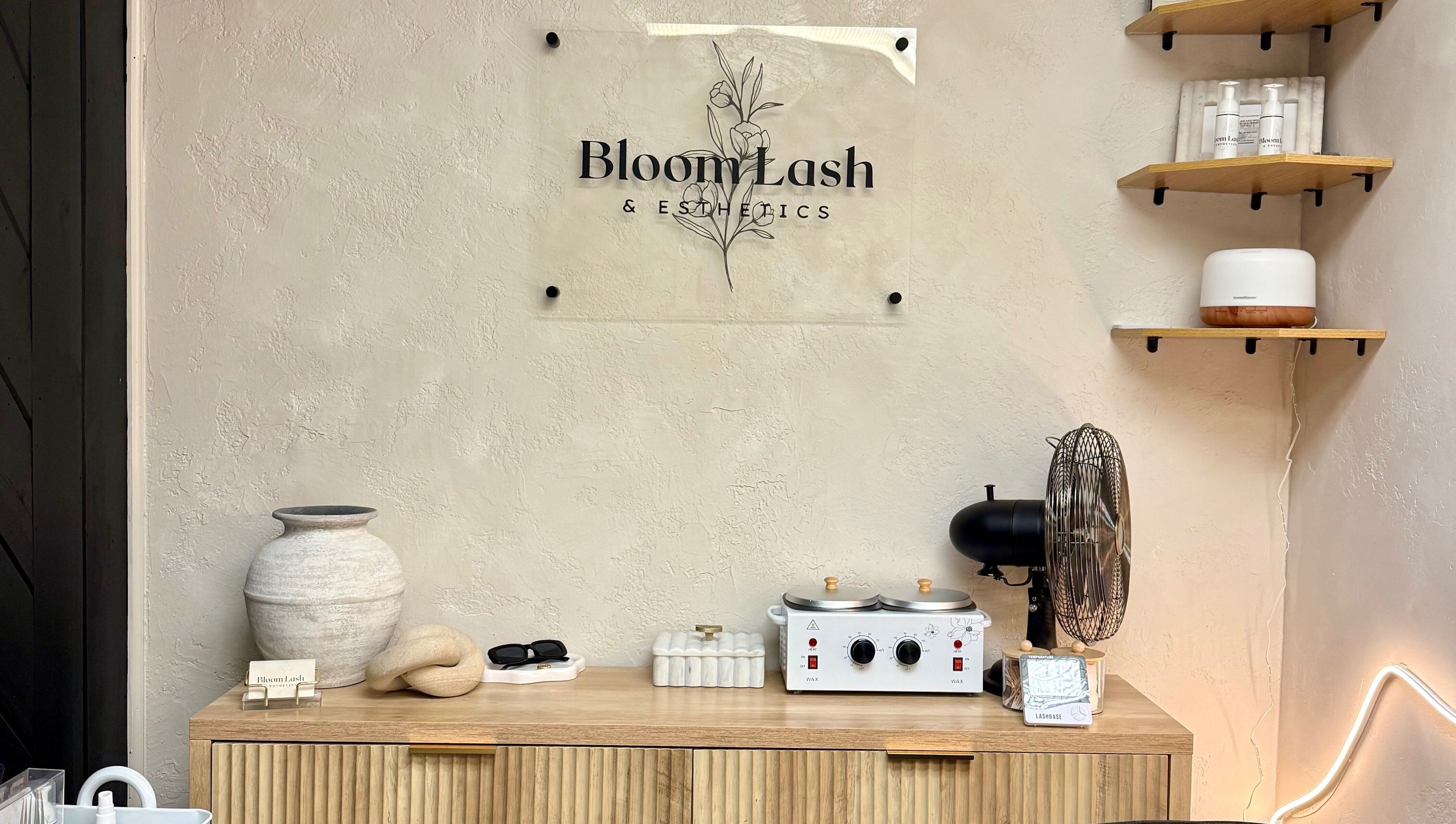 Stylish interior at Bloom Lash & Esthetics, Pocatello, Idaho, US. Features modern decor and beauty products.