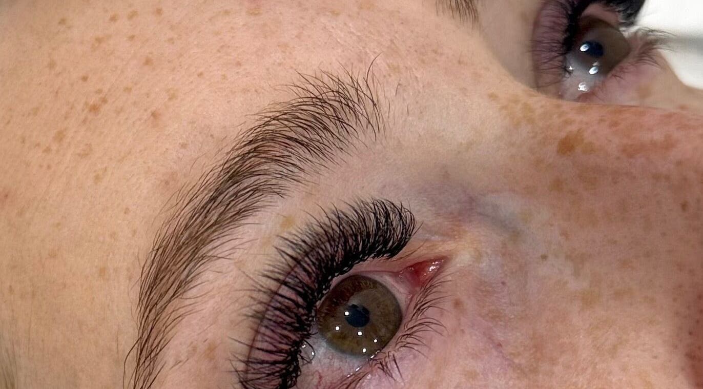 Close-up of styled eyelashes at Bloom Lash & Esthetics in Pocatello, Idaho, US, highlighting professional lash service.