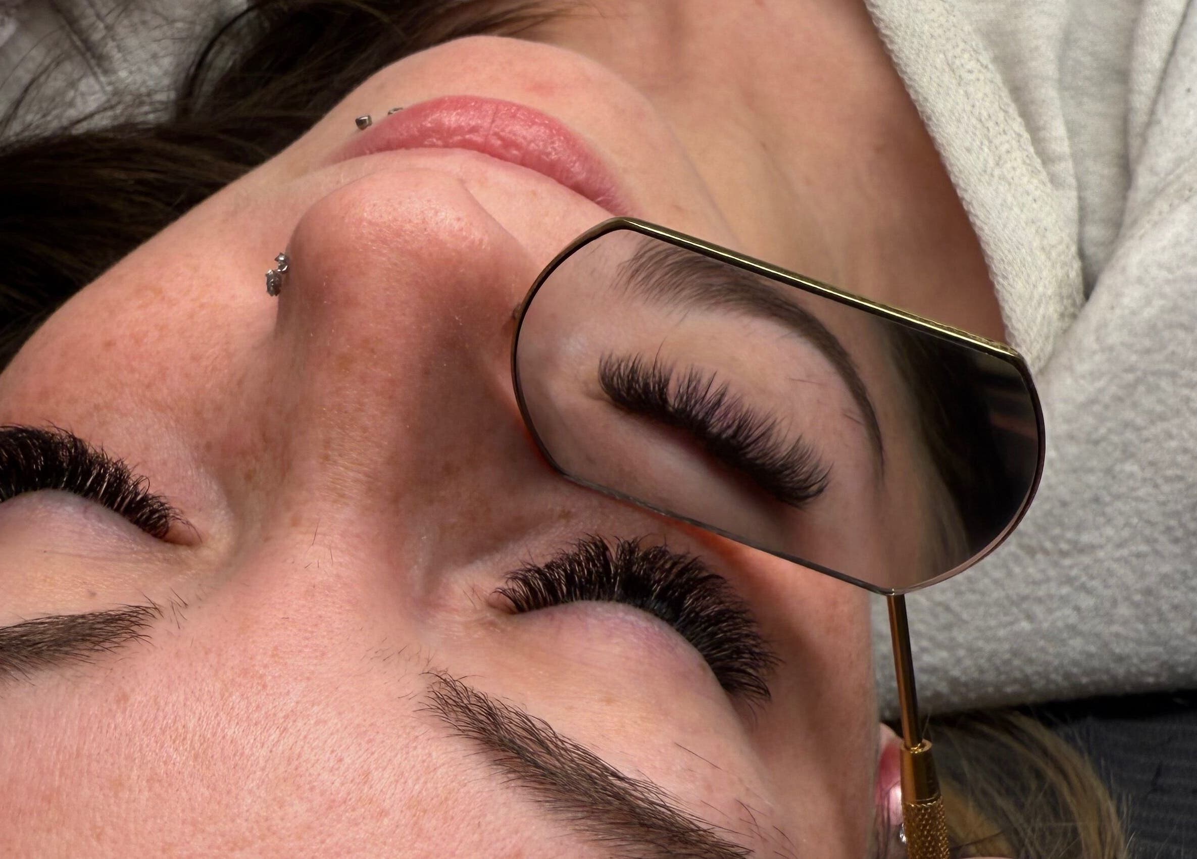 Close-up of eyelash extensions at Bloom Lash & Esthetics, Pocatello, Idaho, US.