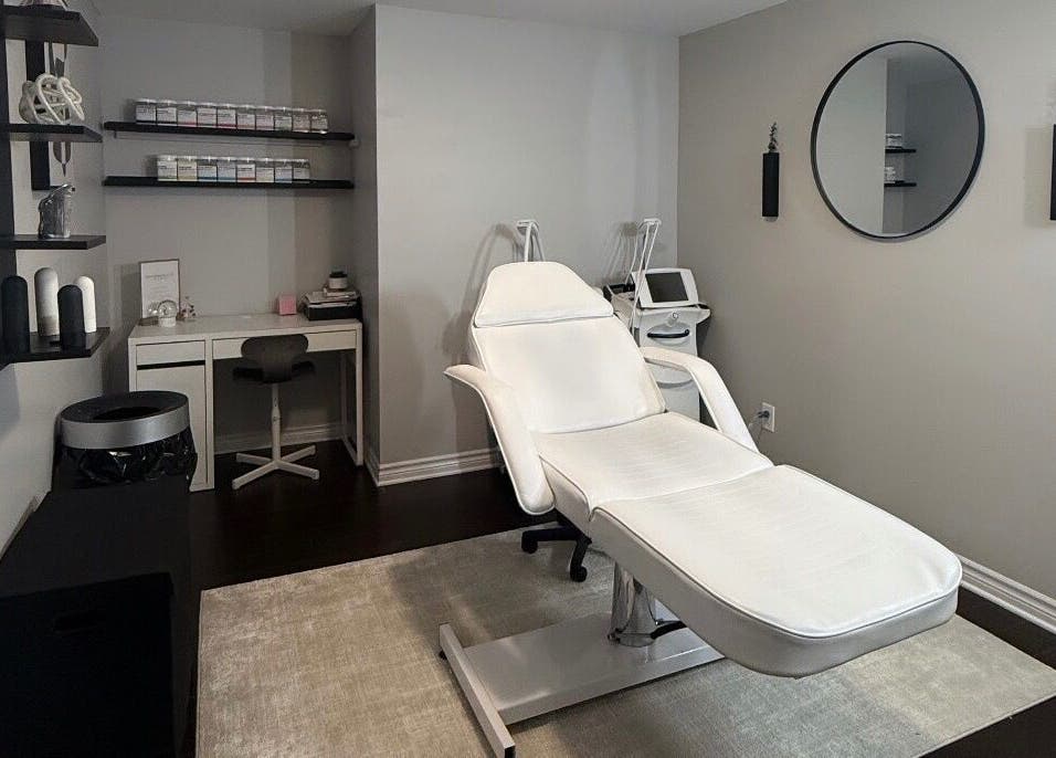 Modern treatment room at RayanBeautyy - Ottawa with sleek furnishings, Ottawa, Ontario, CA.