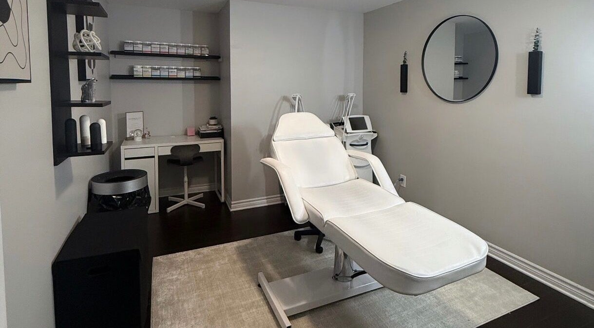 Modern treatment room at RayanBeautyy - Ottawa with sleek furnishings, Ottawa, Ontario, CA.