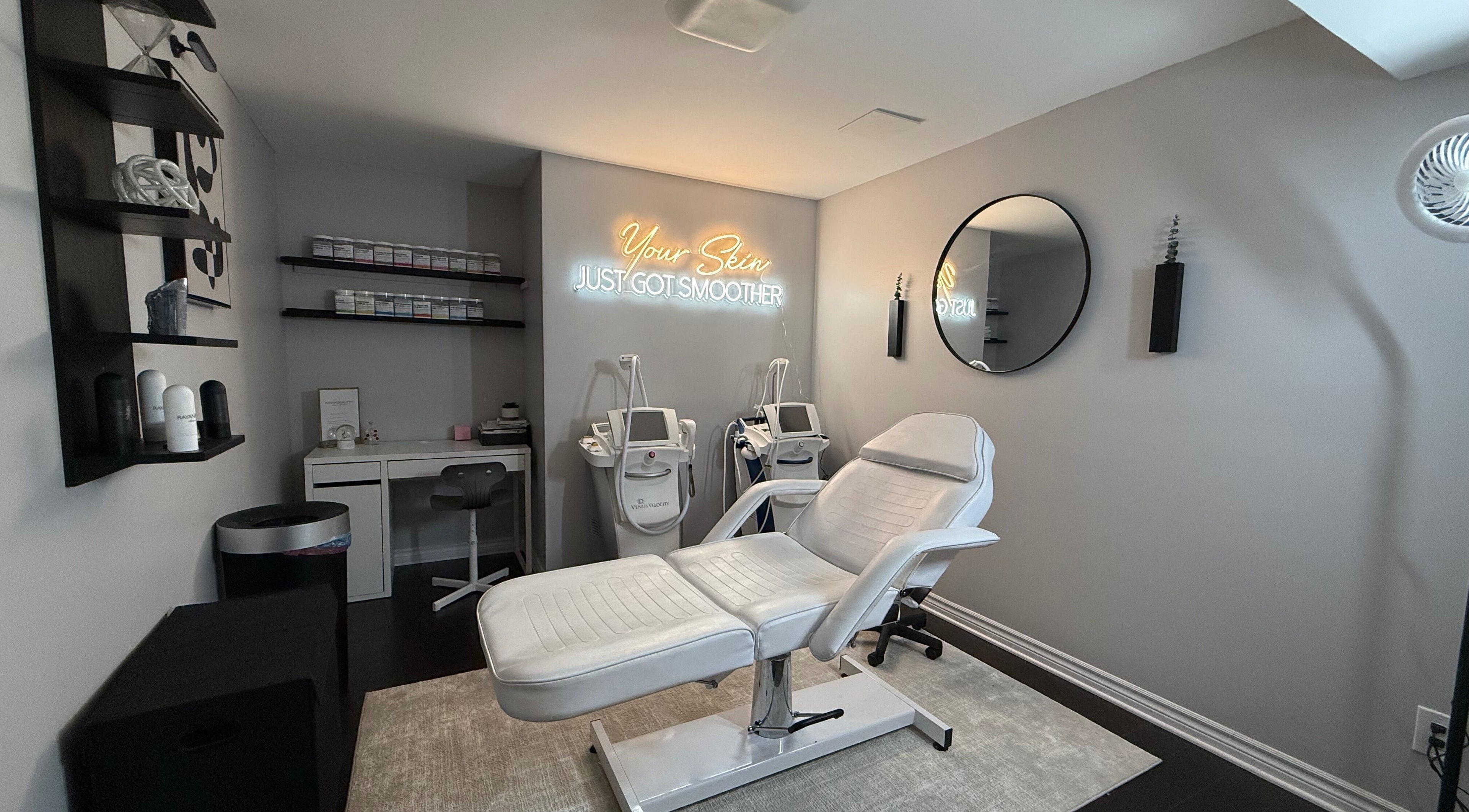 Modern treatment room at RayanBeautyy - Ottawa featuring advanced skincare equipment. Ottawa, Ontario, CA.