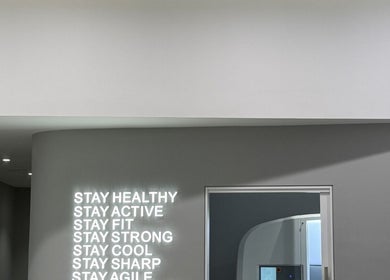 Illuminated motivational words at Cryo Stay Young Eastland, Melbourne, Victoria, AU, enhancing wellness ambiance.