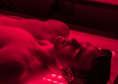 Red light therapy session at Cryo Stay Young Eastland, Melbourne, Victoria, AU for rejuvenation benefits.
