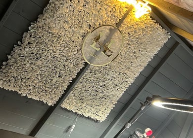 Petal wall design with lashesbylucex_ sign in Owlsmoor, England, GB beauty studio.