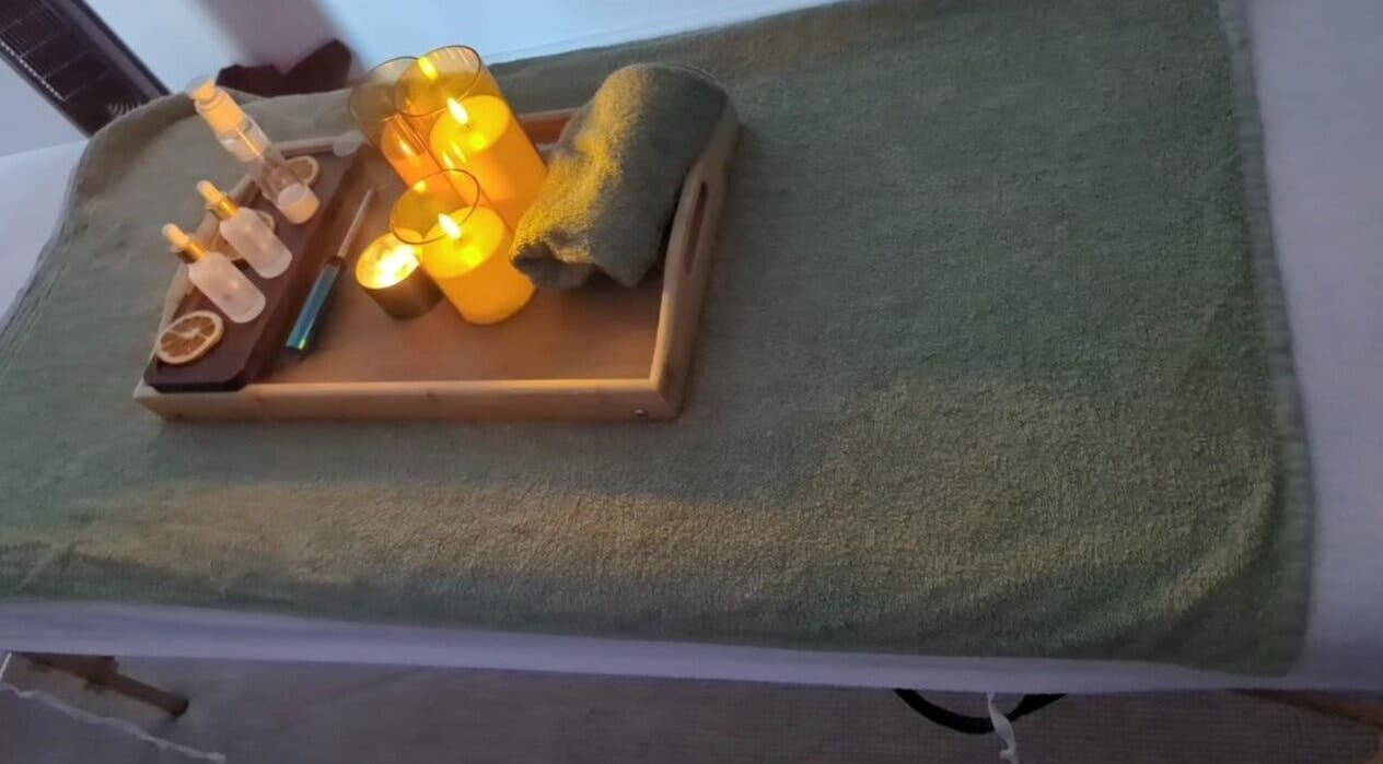 Relaxing candle and oil setup at Fusion Spa & Salon UK, Slough, England, GB.