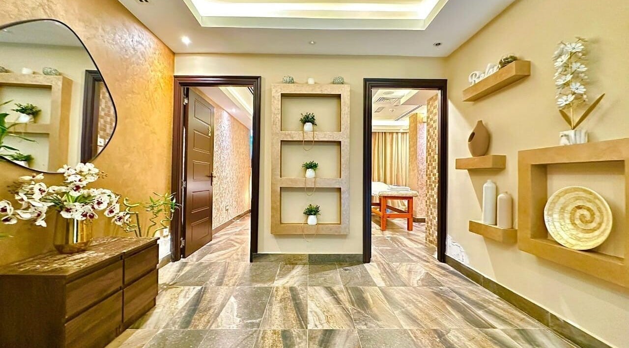 Sophisticated interiors at Bustan Al Hana Ladies Salon, Dubai, Dubai, AE, showcasing calming decor.