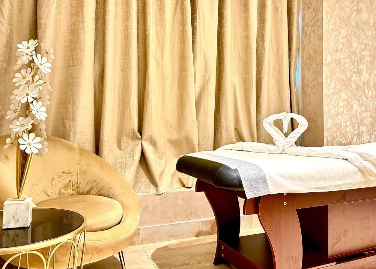 Elegant treatment room at Bustan Al Hana Ladies Salon, Dubai, Dubai, AE. Luxurious ambiance with serene decor.