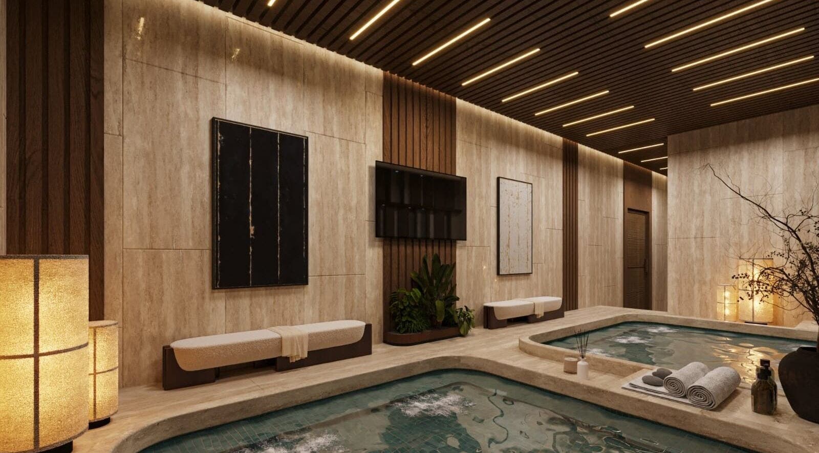 Luxurious spa pool area at Him Spa, Riyadh, Riyadh Province, SA, showcasing tranquility and elegance.