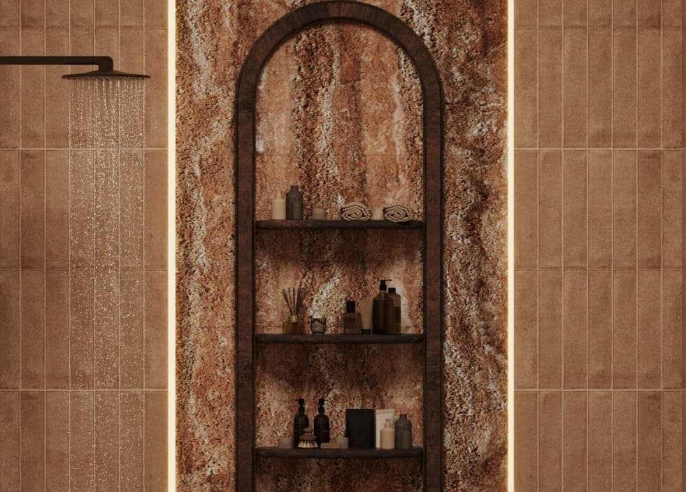 Luxurious shower area at Him Spa in Riyadh, Riyadh Province, SA, showcasing sleek modern design and elegance.