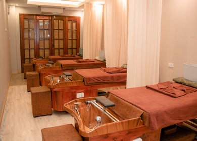 Elegant massage tables at Lá Spa - Massage Shampoo Hanoi, Hà Nội, VN, offering a tranquil relaxation space.