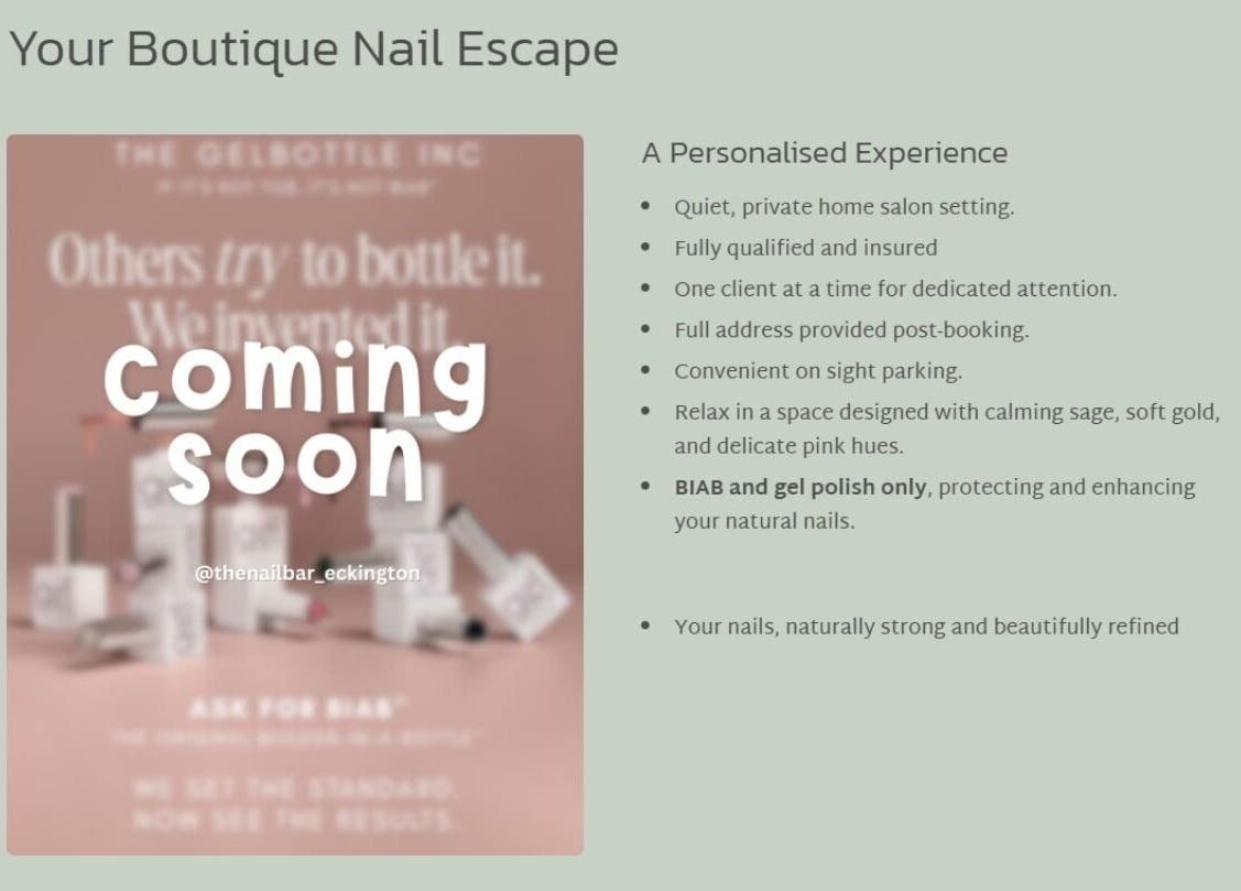 The Nail Bar Eckington unveiling coming soon, Pershore, England, GB. Experience boutique nail care with BIAB and gel polish.