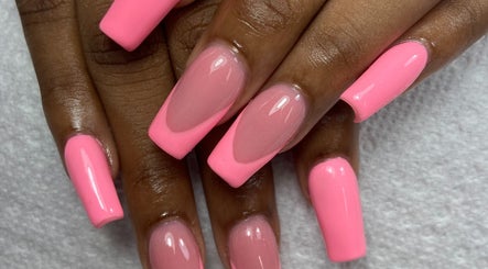 Stunning pink acrylic nails at Buffed246, Lancaster, Saint James, BB. Perfect for a stylish manicure.
