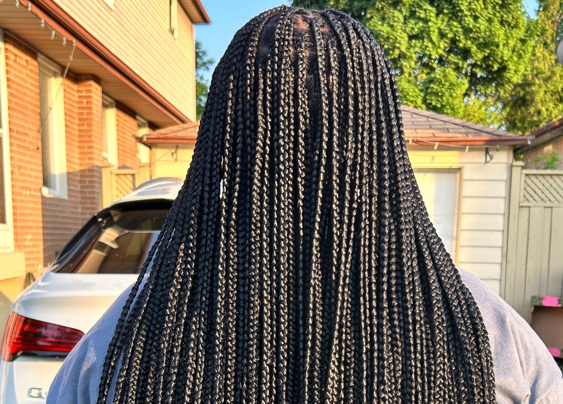 Intricate braided hairstyle at Olutey, Toronto, Ontario, CA, showcasing beautiful craftsmanship.